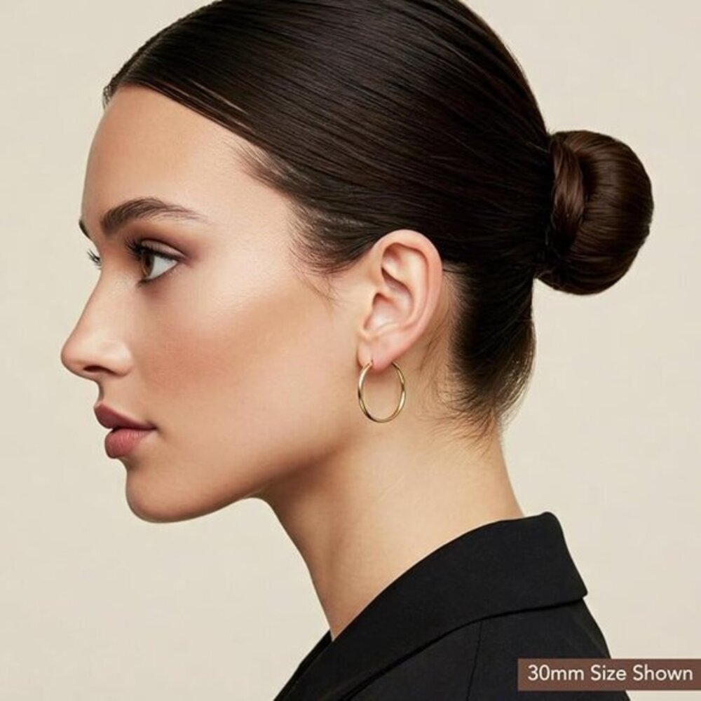 New Real 10k Gold Large 1 1/4” plain Hoop Earrings 30mm